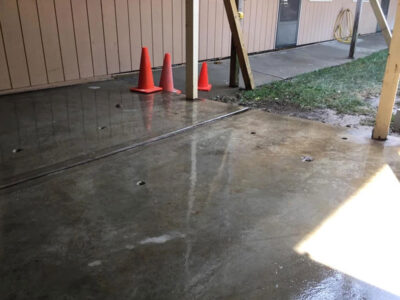 Flooded Cement Area fixed by Mudjack Concrete LLC